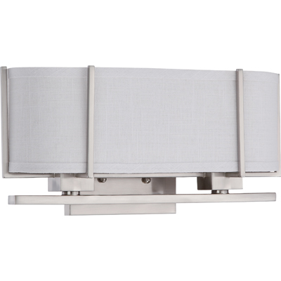 Nuvo Lighting 60/4464  Portia - 2 Light Vanity with Slate Gray Fabric Shades - (2) 13w GU24 Lamps Included in Brushed Nickel Finish